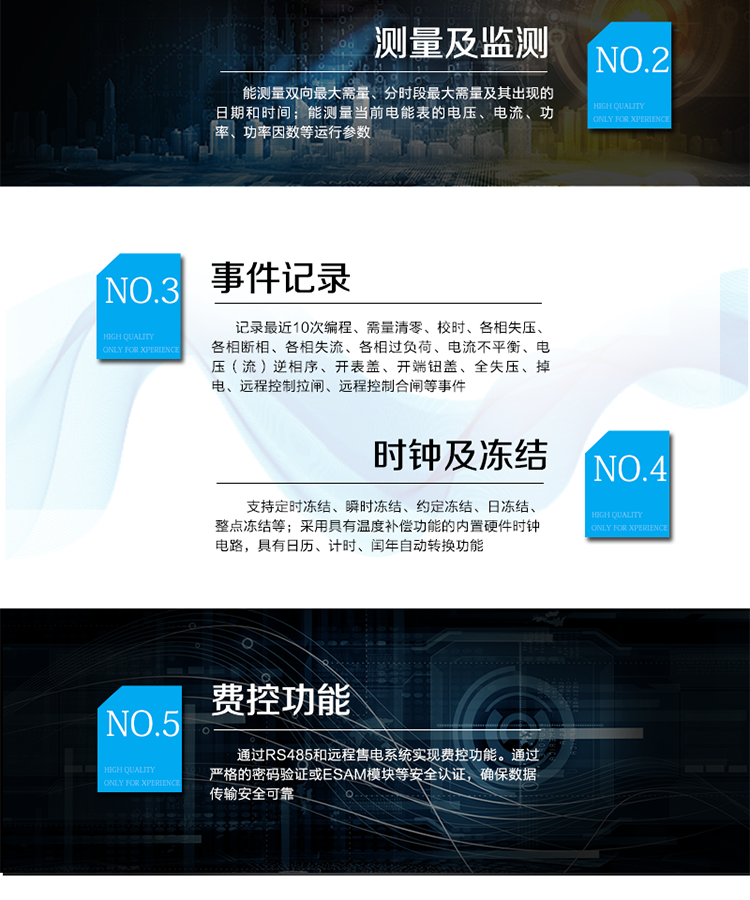 產(chǎn)品特點(diǎn)
采用獨(dú)有的抗浪涌措施，防雷性能強(qiáng)。
專利技術(shù)開關(guān)電源供電，寬電壓范圍；功耗低，溫升低，整機(jī)壽命長。
抗過壓能力強(qiáng)，且能支持高過載倍數(shù)。
板間無接插件，連接可靠；主機(jī)經(jīng)過三防處理，能適應(yīng)復(fù)雜氣候。
雙物理器件存儲參數(shù)及數(shù)據(jù)；每個物理器件內(nèi)數(shù)據(jù)保存三份，確保在強(qiáng)干擾環(huán)境中參數(shù)和數(shù)據(jù)完整可靠。
豐富的軟件模塊，可擴(kuò)展電壓及功率因數(shù)合格率等電能質(zhì)量數(shù)據(jù)、可存儲半年以上的負(fù)荷曲線數(shù)據(jù)等。